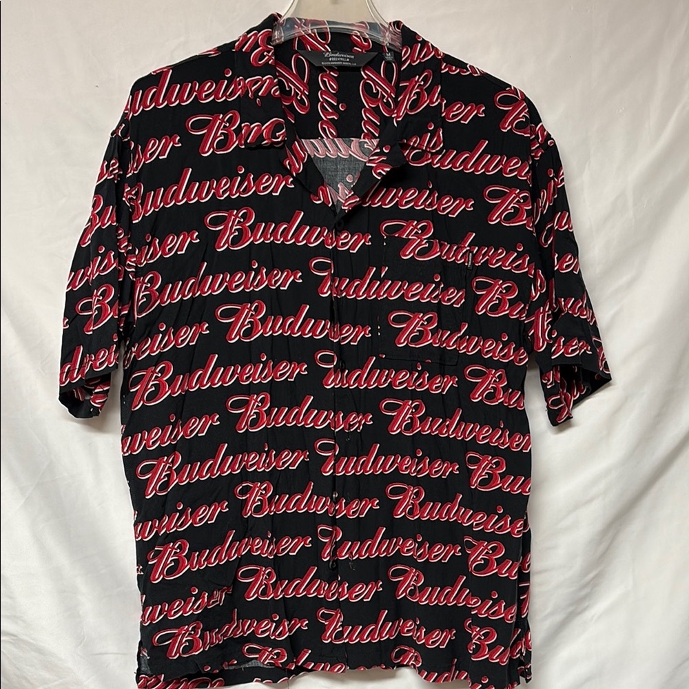 Budweiser Black and Red Casual Button Down Shirt